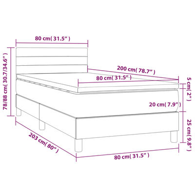 vidaXL Hólfað Springrúm með Dýnu Svart 80x200 cm Tauefni