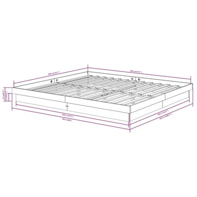 vidaXL Rúmgrind án Dýnu Svört Gegnheil Viður 200x200 cm