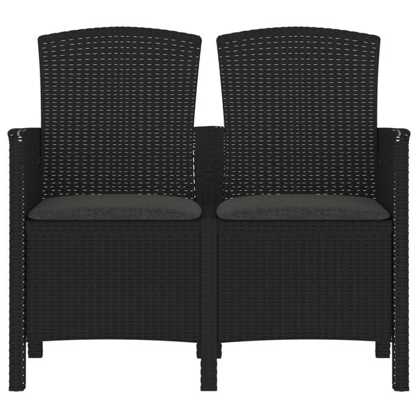 vidaXL 2 s&aelig;ta Gar&eth;bekkur me&eth; Sessu PP rattan Graf&iacute;tgr&aacute;r