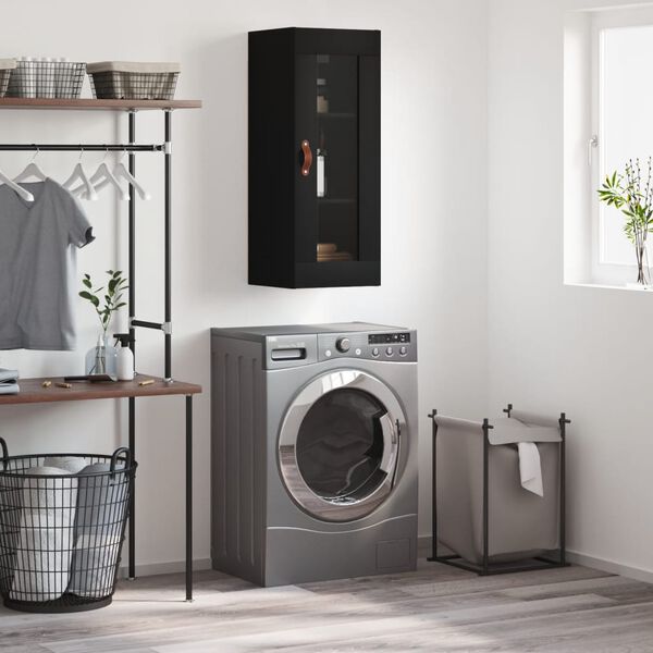 vidaXL Veggfestur Sk&aacute;pur Svartur 34,5x34x90 cm