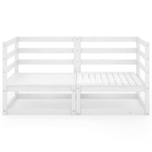 vidaXL 2 Sæta Garðsófi Hvít Gegnheil Fura