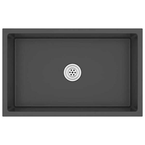 vidaXL Handsmíðaður Eldhúsvaskur Svartur Ryðfrítt Stál