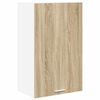 vidaXL Vegghengdur sk&aacute;pur me&eth; hur&eth; Sonoma eik og hv&iacute;t 50 x 31 x 80 cm