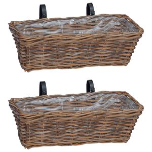 vidaXL Hangandi pl&ouml;ntu k&ouml;rfa 2 pcs Br&uacute;nn 48 x 22 x 15 cm Lacak rattan
