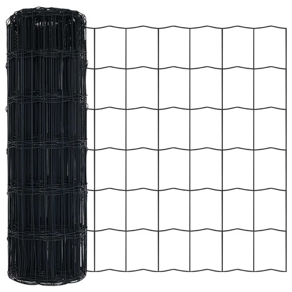 vidaXL Evrópsk girðing Grár 0.4 x 50 m PVC-húðaður járn
