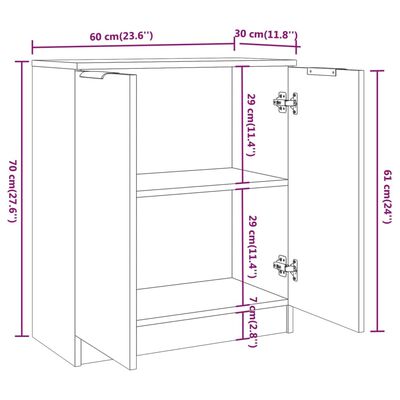 vidaXL Skenkur Steypugrár 60x30x70 cm Samsettur Viður