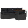 vidaXL Gar&eth;s&oacute;fa sett me&eth; geymslu 5 pcs Svartur Poly rattan