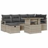 vidaXL Gar&eth;s&oacute;fa sett me&eth; p&uacute;&eth;i me&eth; geymslu 7 pcs Lj&oacute;sgr&aacute;tt Poly rattan