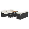 vidaXL Gar&eth;s&oacute;fa sett me&eth; p&uacute;&eth;i 11 pcs Svartur p&oacute;l&yacute;rattan