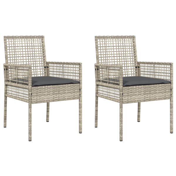 vidaXL Garðstóll 2 pcs Ljósgrár 53 x 60 x 85 cm pólýrattan