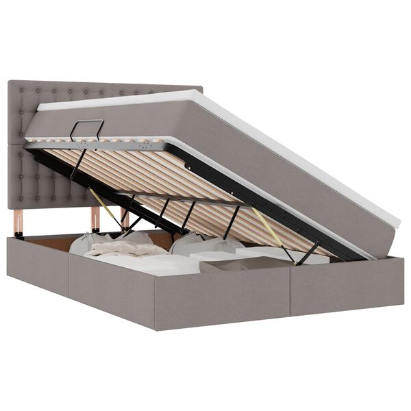 vidaXL R&uacute;m me&eth; geymslur&yacute;mi og LED M&oacute;gr&aacute;r 140 x 190 cm P&oacute;l&yacute;ester