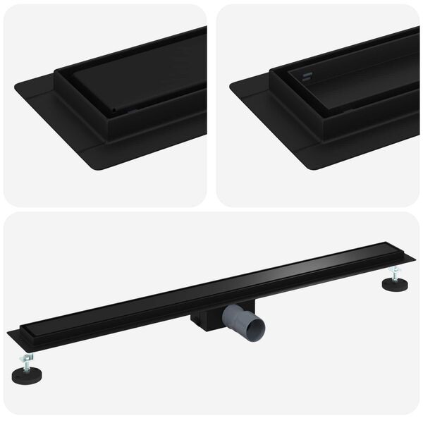 vidaXL 2 &iacute; 1 sturtuvatn Svartur 90 cm Ry&eth;fr&iacute;tt st&aacute;l 304