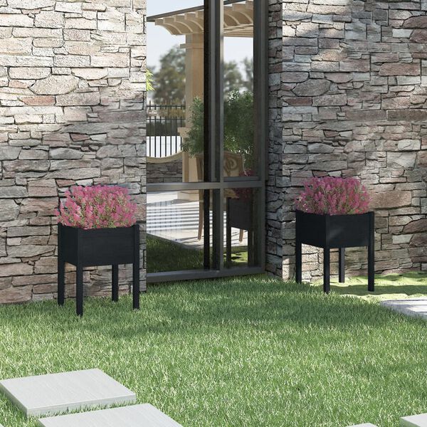 vidaXL Gr&oacute;&eth;urker &iacute; Gar&eth;inn 2 stk. Sv&ouml;rt 50x50x70 cm Gegnheil Fura