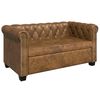 vidaXL Chesterfield 2 s&aelig;ta Gervile&eth;ur Br&uacute;nn