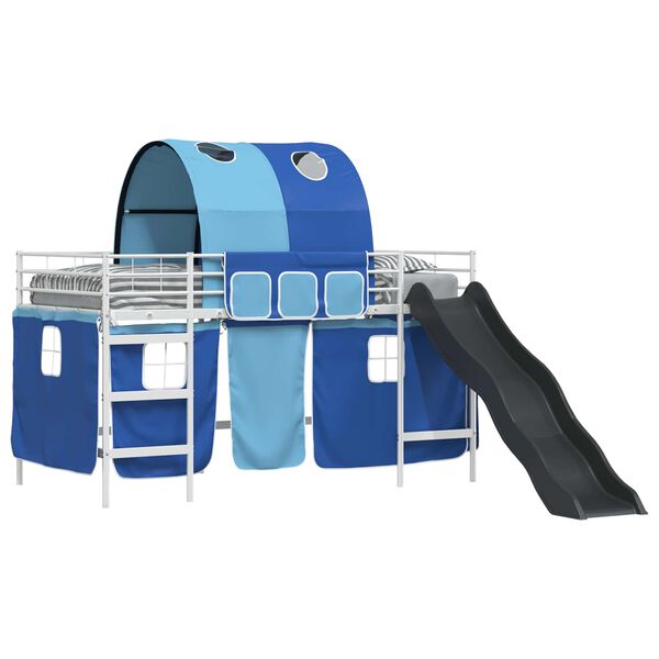 vidaXL Leiksk&aacute;la r&uacute;m fl&ouml;gu Hv&iacute;t og bl&aacute; 99,5 x 200 cm M&aacute;lmur