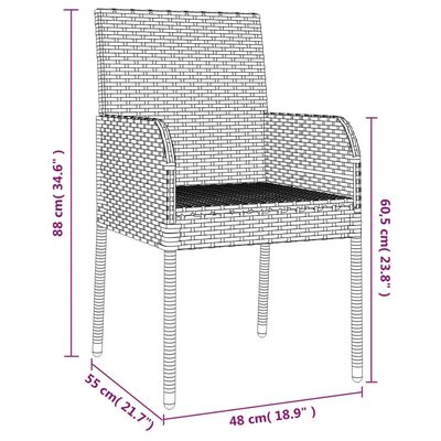 vidaXL 7 Parta Garðhúsgagnasett með Sessum Grátt Pólýrattan