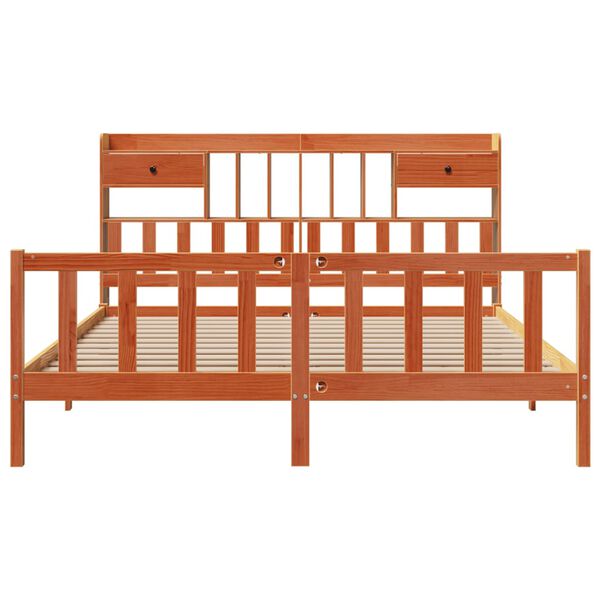 vidaXL R&uacute;mgrind me&eth; B&oacute;kahillu &aacute;n D&yacute;nu Vaxbr&uacute;n 180x200 cm Gegnheil Fura