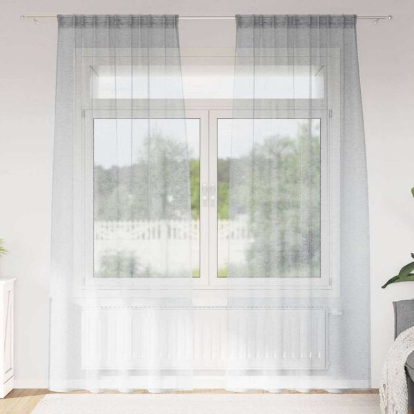 vidaXL Voile gard&iacute;na 2 pcs D&ouml;kk gr&aacute; 245 x 140 cm P&oacute;l&yacute;ester