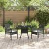 vidaXL Gar&eth;ur bor&eth;sett 3 pcs Svartur p&oacute;l&yacute;rattan
