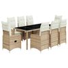 vidaXL 9 Hluta B&iacute;str&oacute;sett me&eth; Sessum Drapplita&eth; P&oacute;l&yacute;rattan