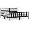 vidaXL R&uacute;mgrind me&eth; H&ouml;fu&eth;gafli Svartur 200x200 cm Gegnheill Vi&eth;ur