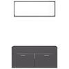 804817 vidaXL 2 Piece Bathroom Furniture Set High Gloss Grey Chipboard