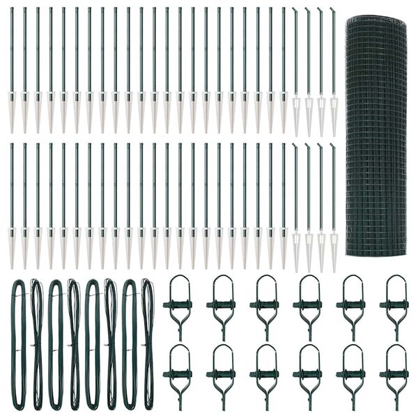 vidaXL Gir&eth;ingarp&oacute;stur Gr&aelig;nn 100 x 0,8 m (25 x 25 mm flautur)