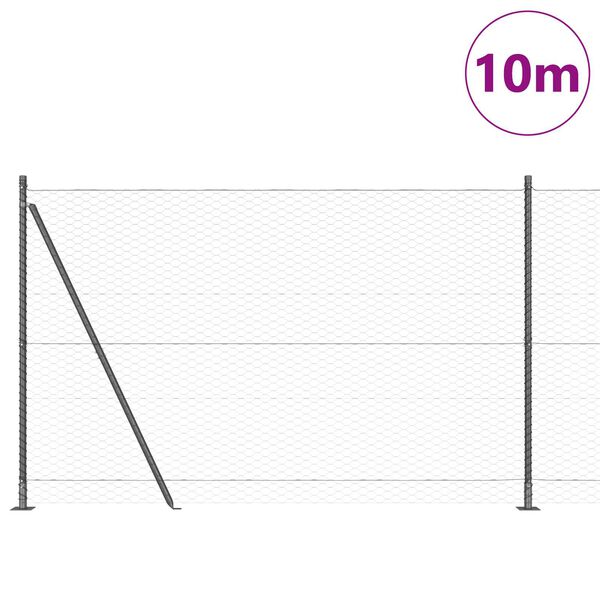 vidaXL Gir&eth;ingarp&oacute;stur Gr&aacute;r 10 x 1,5 m (36 mm net) St&aacute;l og PVC