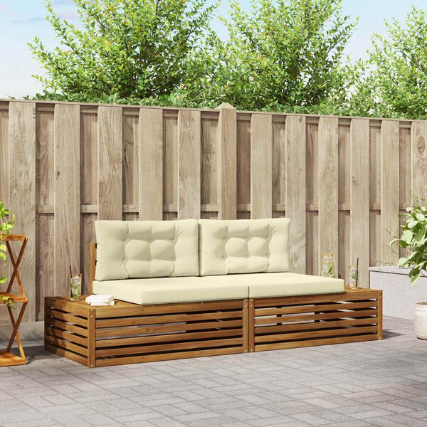 vidaXL &Uacute;ti s&oacute;fasett me&eth; p&uacute;&eth;i 2 Stykki N&aacute;tt&uacute;rulegt og Krem