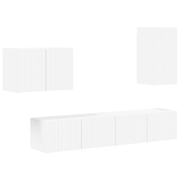 vidaXL Sj&oacute;nvarpsveggskap set Vegghengt 4 pcs Hv&iacute;tt Samsettur vi&eth;ur