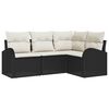vidaXL Gar&eth;s&oacute;fa sett me&eth; p&uacute;&eth;i 4 pcs Svartur og Hv&iacute;tt p&oacute;l&yacute;rattan
