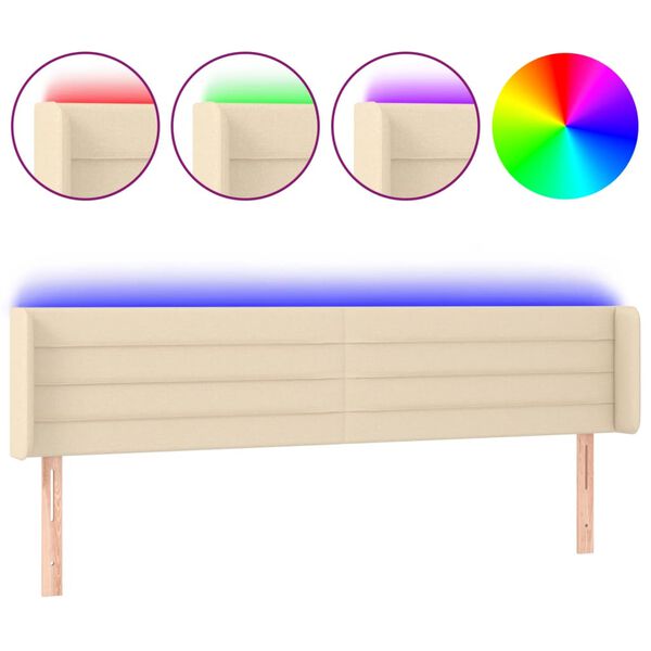 vidaXL LED h&ouml;fu&eth;gafl krem 183x16x78/88 cm Efni