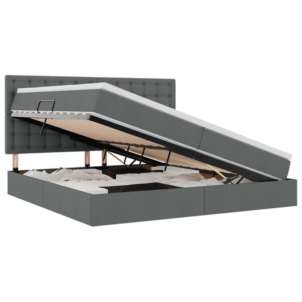 vidaXL R&uacute;m me&eth; geymslur&yacute;mi og LED D&ouml;kk gr&aacute; 200 x 200 cm P&oacute;l&yacute;ester