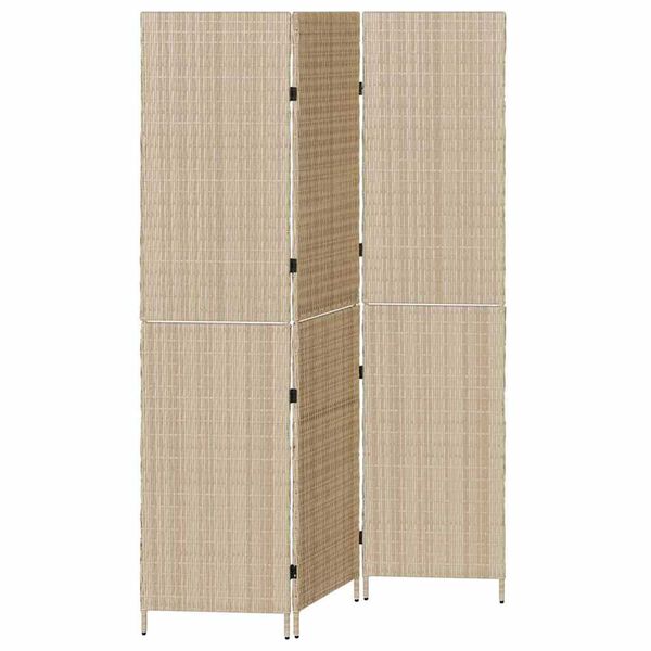 vidaXL Herbergaskiljari Drapplitaður 147 x 180 cm pólýrattan