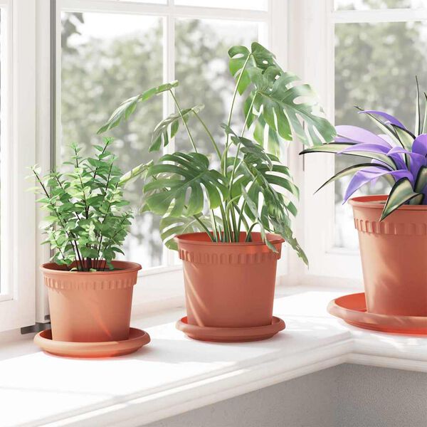 vidaXL R&uacute;n bl&oacute;mapotta 24 pcs Ekkert Rautt &Oslash; 15 x 12 cm Plast