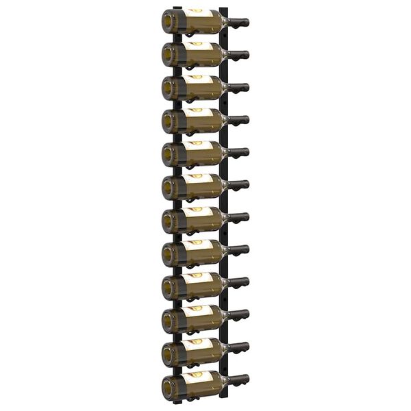 vidaXL Vegghengdur V&iacute;nrekki fyrir 12 fl&ouml;skur 2 stk Svart J&aacute;rn