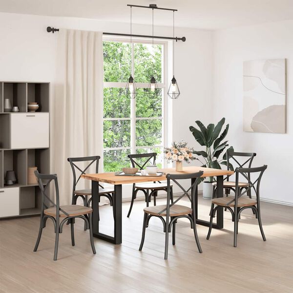 vidaXL bor&eth;stofubor&eth;sf&aelig;tur U-laga 2 stk. svart 70x(72-73) cm st&aacute;l