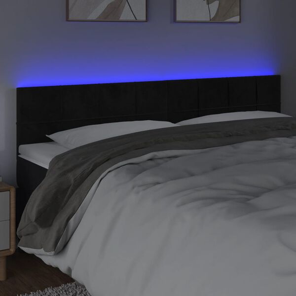 vidaXL LED H&ouml;f&eth;agafl 180x5x78/88 cm Svart Flauel