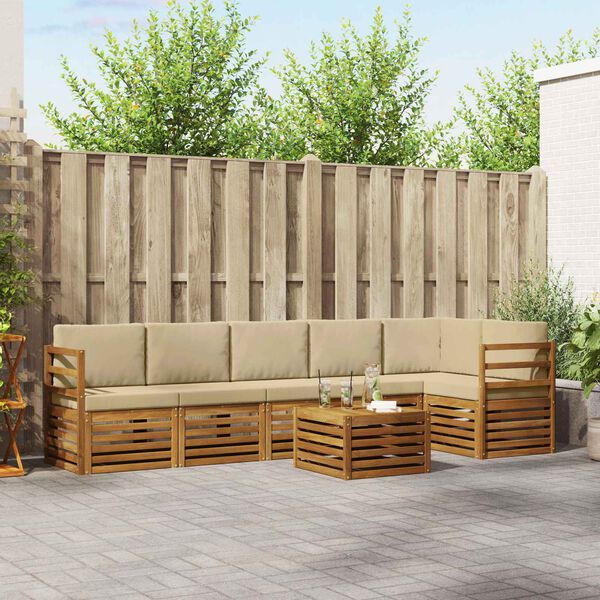 vidaXL Sofav&ouml;ruuppsettning 7 pcs N&aacute;tt&uacute;rulegt og B&eacute;ig Hrein akas&iacute;utr&eacute;