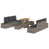 vidaXL Gar&eth;s&oacute;fa sett me&eth; p&uacute;&eth;i 9 pcs Gr&aacute;r p&oacute;l&yacute;rattan