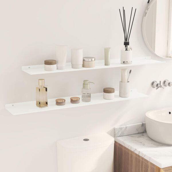 vidaXL Flj&oacute;tandi skrifbor&eth; Vegghengt 2 pcs Hv&iacute;t 100 x 18 x 2,5 cm St&aacute;l