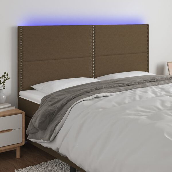 vidaXL LED h&ouml;fu&eth;gafl D&ouml;kkbr&uacute;nt 180x5x118/128 cm Efni