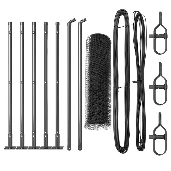 vidaXL Girðingarpóstur Grár 10 x 0,5 m (13 mm net) Stál og PVC