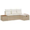 vidaXL Gar&eth;s&oacute;fa sett me&eth; p&uacute;&eth;i 4 pcs Drapplita&eth;ur Poly rattan