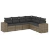 vidaXL 6 -Hluta Gar&eth;s&oacute;fasett me&eth; Sessum Gr&aacute;tt P&oacute;l&yacute;rattan