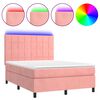 vidaXL H&oacute;lfa&eth; Springr&uacute;m me&eth; D&yacute;nu&LED Bleikur 140x190 cm Flauel