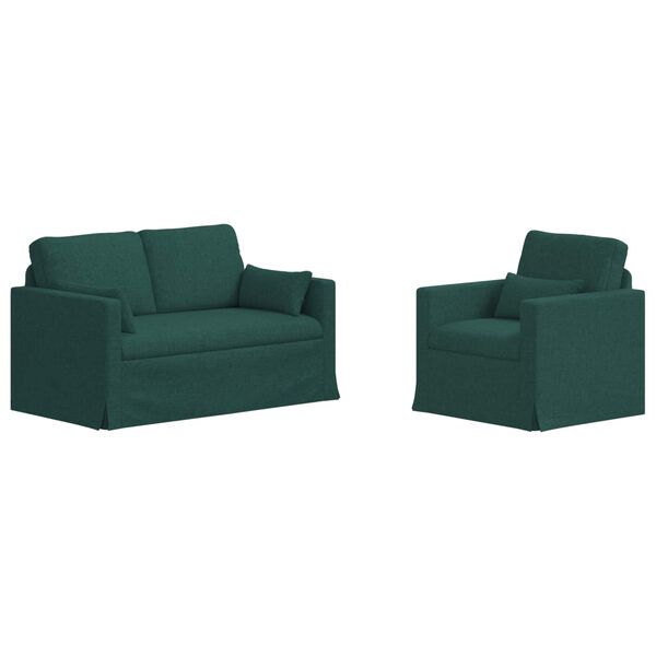 vidaXL S&oacute;fasett 2 pcs D&ouml;kkgr&aelig;n 139 x 78 x 80 cm d&uacute;kur