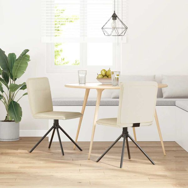 vidaXL Borðstofustólar 2 stk. Línáklæði