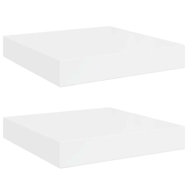 vidaXL Vegghengdar Hillur 2 stk. H&aacute;glans Hv&iacute;tar 23x23,5x3,8 cm MDF