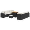 vidaXL Gar&eth;s&oacute;fa sett me&eth; p&uacute;&eth;i 11 pcs Svartur p&oacute;l&yacute;rattan